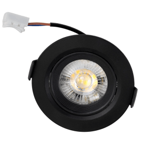 Schwarzer LUXULA LED Einbauspot, schwenkbar, 7W, warmweißes Licht für Deckenmontage.