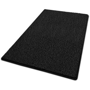 Schwarzer KARAT Shaggy Teppich Barcelona, Hochflor, nach Maß 66x50 cm.