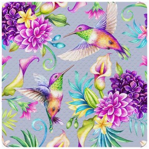 SANILO Badematte Kolibri: Rutschfeste Duschmatte mit Blumen- und Vogelmuster für sicheren Halt im Bad.