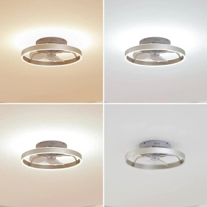 Lindby LED Deckenventilator mit Lampe Momitu 10022130 Dimmbar Leselampe Modern in Alu aus Aluminium Wohnzimmerleuchte