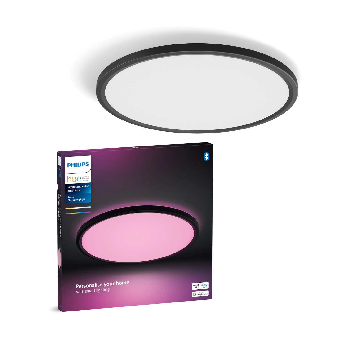 Philips Hue LED-Panel Tento White & Color Ambiance M Schwarz Ø 42,1 cm