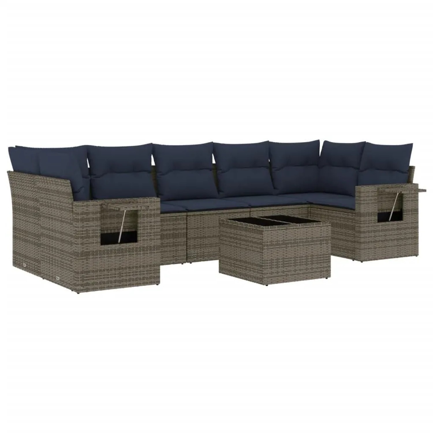 vidaXL 8-Tlg Gartensofa-Set mit Kissen Grau Polyrattan 3219940 günstig online kaufen