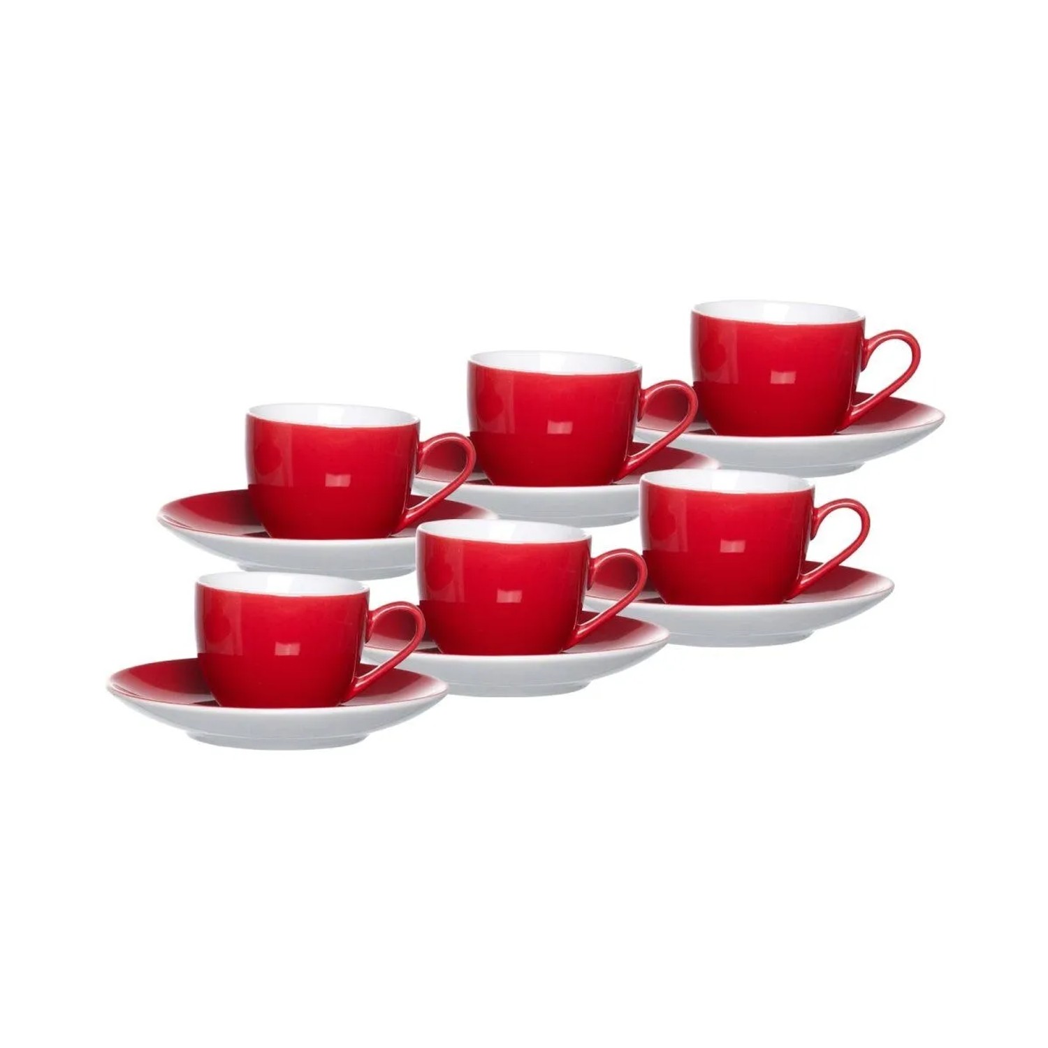 Ritzenhoff & Breker DOPPIO Espressotassen mit Untertassen 80 ml 6er Set Rot