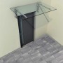 Klarglas Vordach 160x90 cm mit Edelstahlhalterung über einer Tür. Ideal als Wetterschutz.