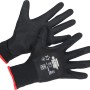 Schwarze LUX Arbeitshandschuhe Green Glove Gr. 8 mit rotem Saum, Handflächenbeschichtung.