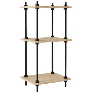 AR Shelving Standregal AR Deco, 92x43x35 cm, Nebraska Dekor, mit drei Böden und schwarzem Metallgestell.