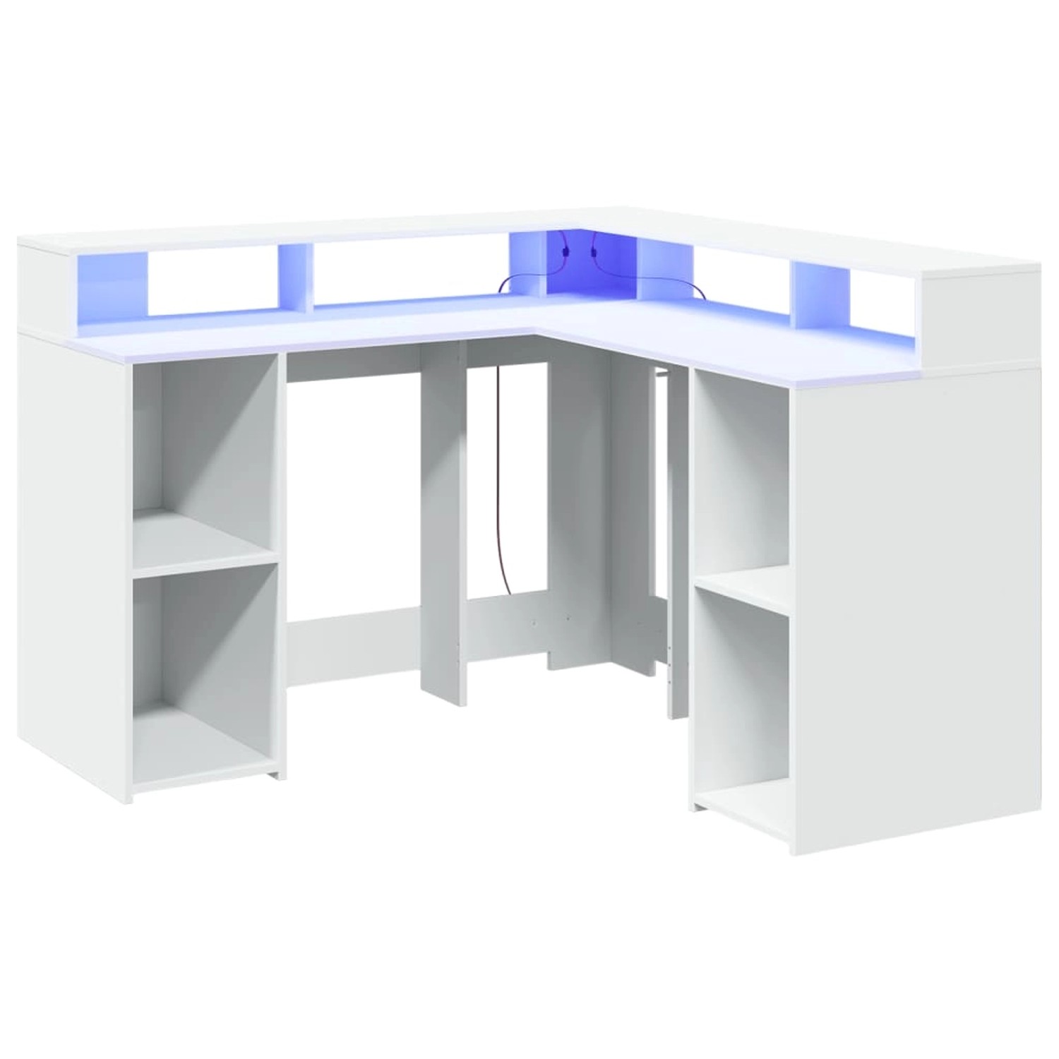 vidaXL LED-Schreibtisch Weiß 130x130x91 cm Holzwerkstoff 3309447 günstig online kaufen