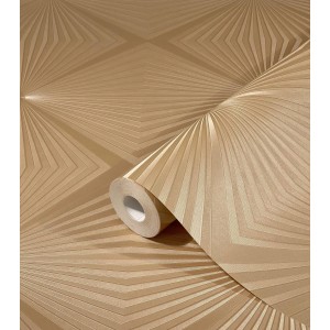 Glööckler Vliestapete Imperial Rauten in Bronze, Rollenansicht.