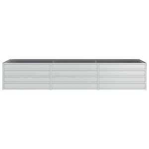 Silbernes vidaXL Garten-Hochbeet aus Stahl, 240x80x45 cm, ideal für Garten, Balkon oder Terrasse.