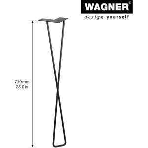 Wagner Möbelbein Hairpin Twist, 71 cm, schwarz matt, aus Stahl, für individuellen Möbelbau.