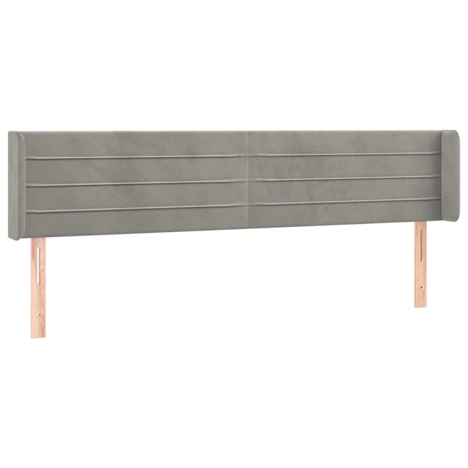 vidaXL Kopfteil mit Ohren Hellgrau 163x16x78/88 cm Samt 3118962