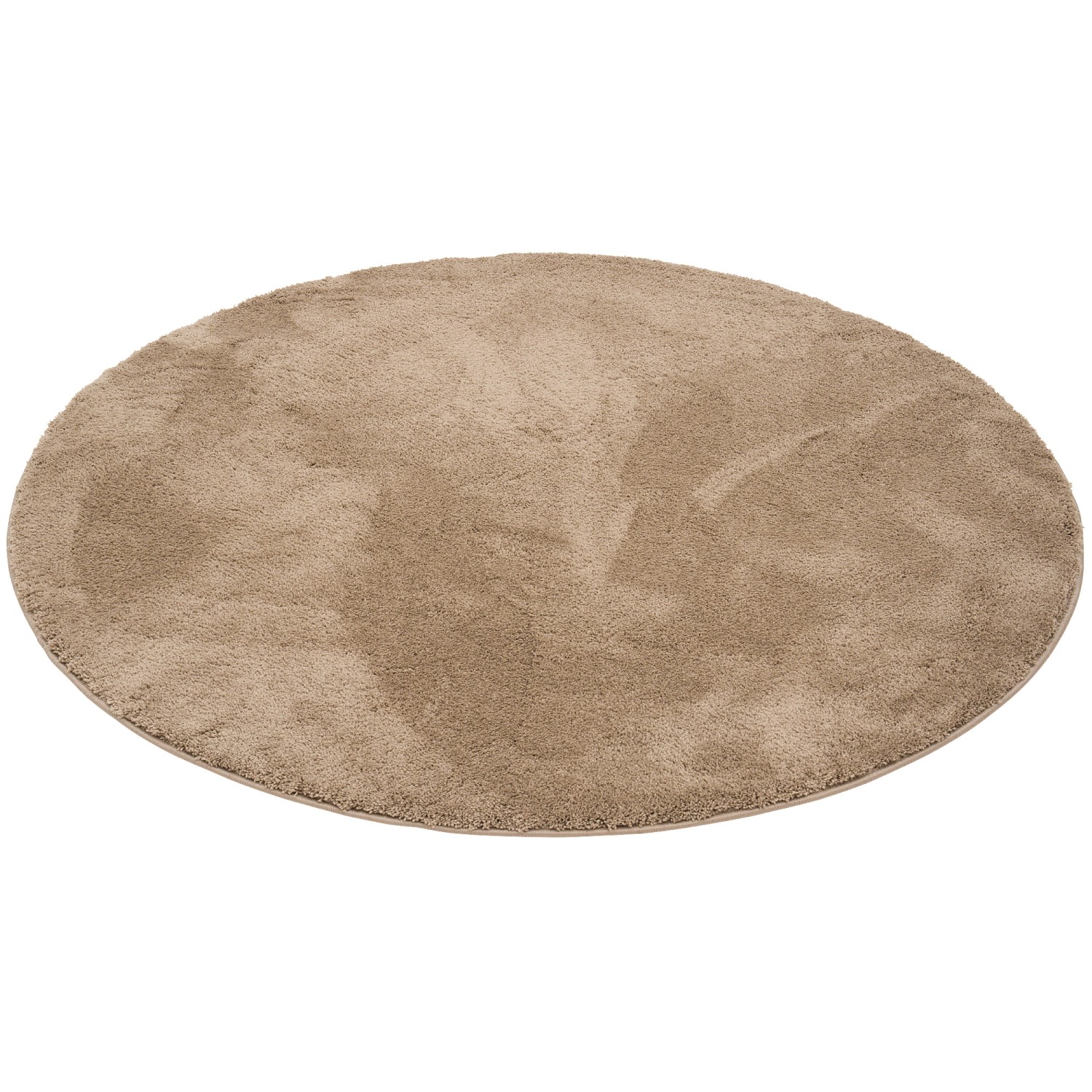 Pergamon Luxus Super Soft Hochflor Teppich Silky Rund Taupe 200x200cm günstig online kaufen