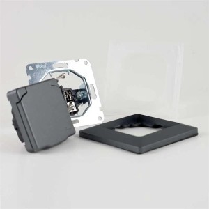 ChiliTec MILOS Steckdose mit Deckel IP44 Anthrazit mit Rahmen