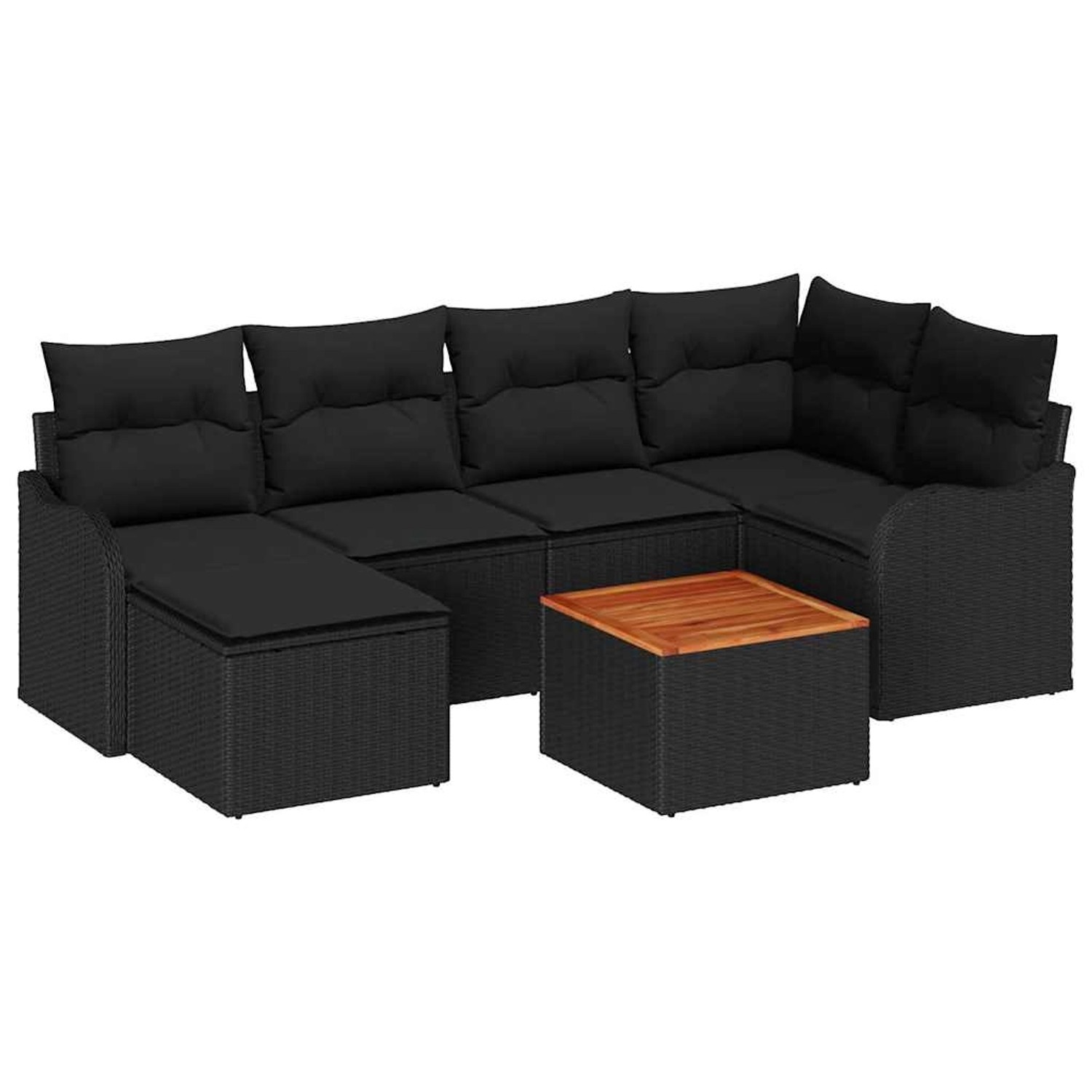 vidaXL Garten-Sofa-Set 7-Tlg Schwarz 3356147 günstig online kaufen