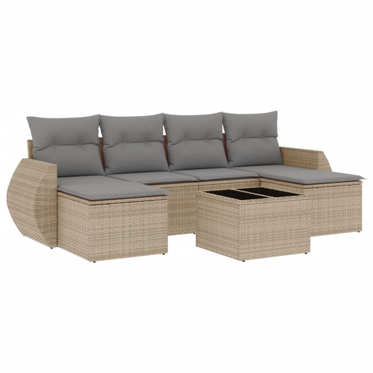 vidaXL 7-tlg Garten-Sofagarnitur mit Kissen Beige Poly Rattan Modell 147 günstig online kaufen