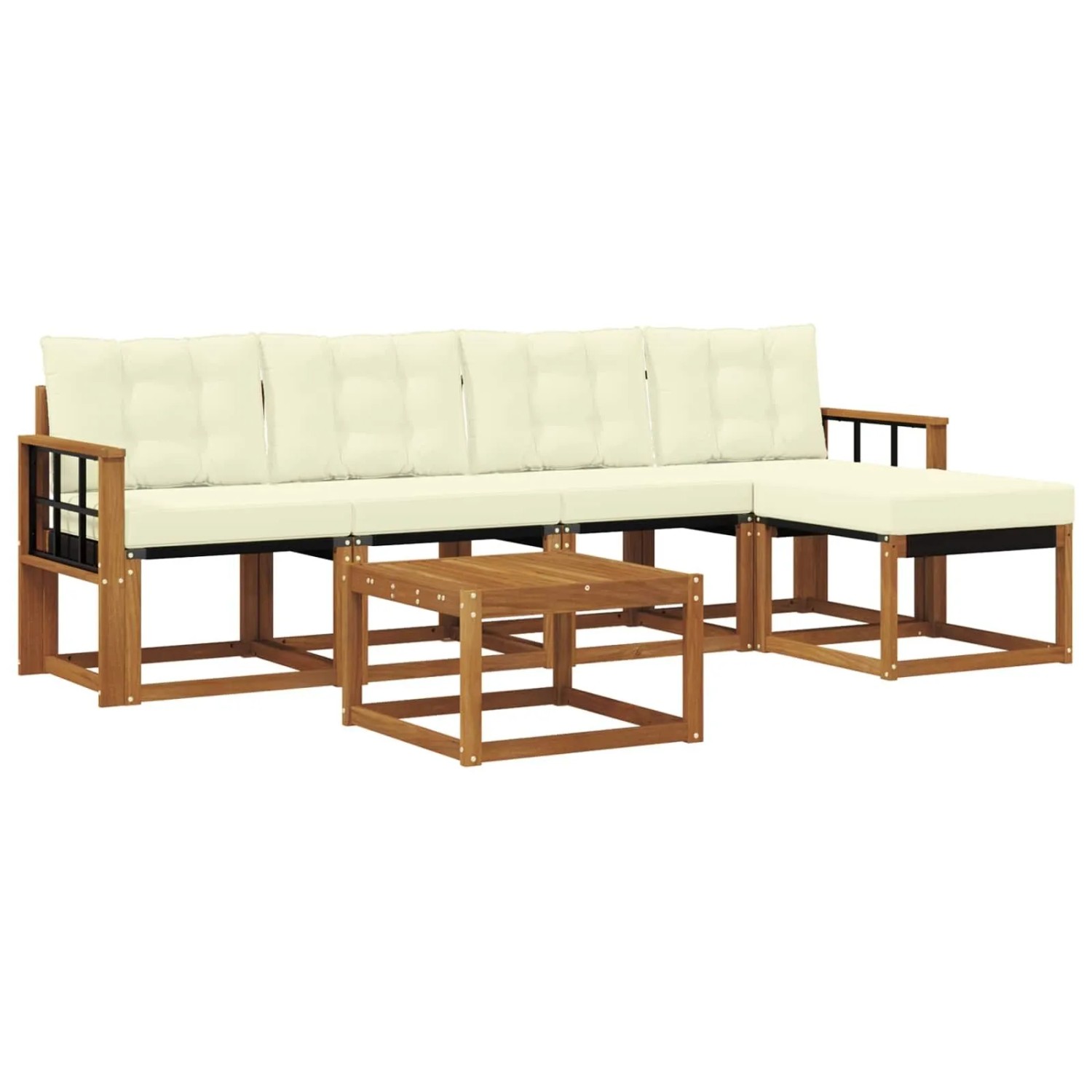vidaXL Outdoor-Sofagarnitur mit Kissen 6-Tlg Natur und Creme 3368597