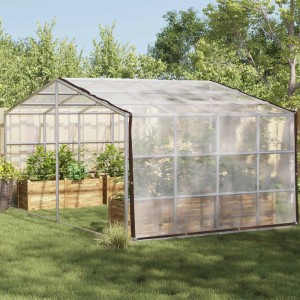Transparente vidaXL Plane 4x4m aus Polyethylen mit Ösen zum Abdecken im Garten.