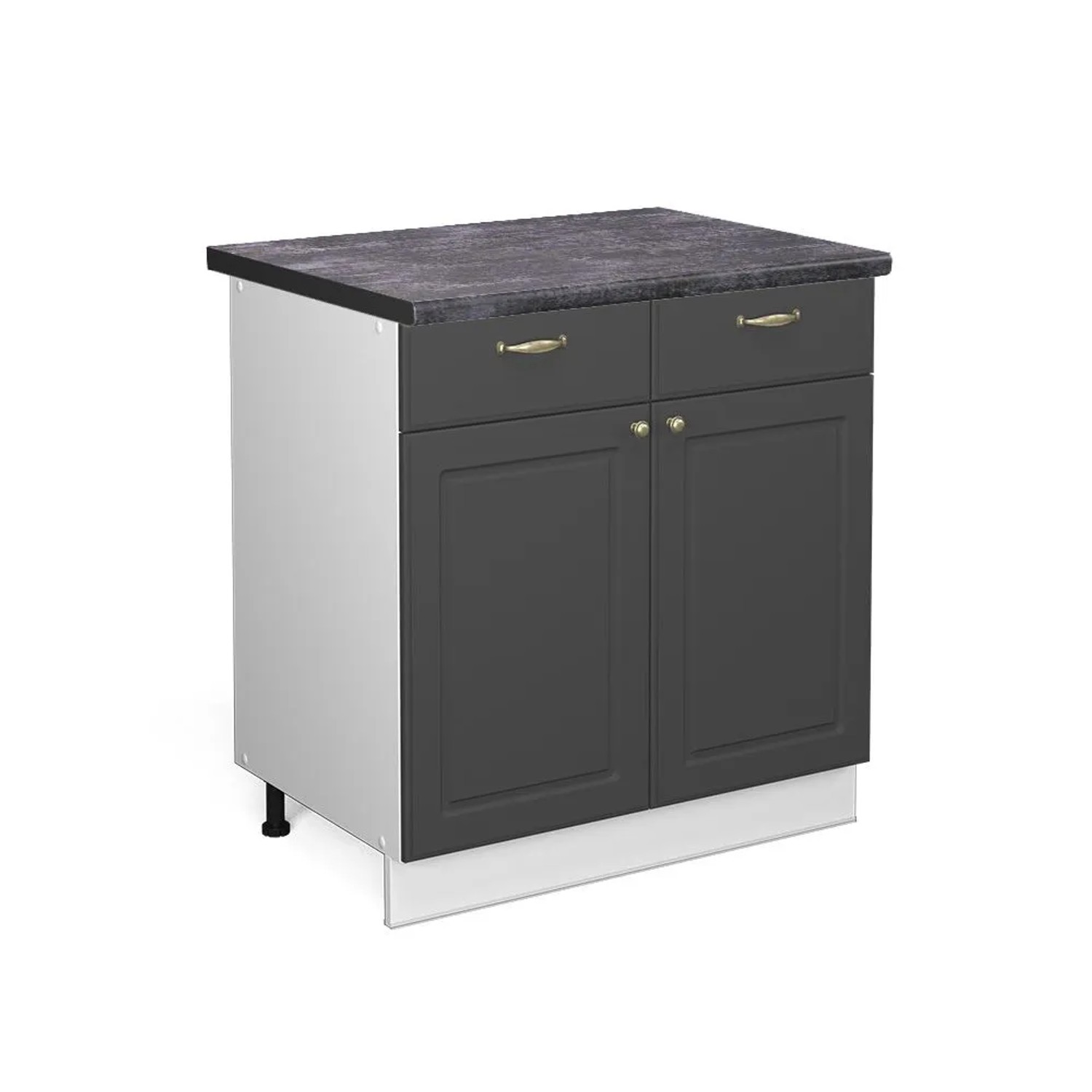 Vicco Küchenunterschrank Fame-Line Anthrazit-Gold Weiß 80 cm AP Anthrazit