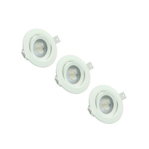 3er Set schwenkbare LUXULA LED Downlights, CCT 7W, 718lm, IP44, weiß. Einbauspots für flexible Beleuchtung.