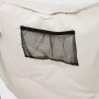 Detailaufnahme: Beige Campingstuhl Eclipse Herkules mit praktischer Seitentasche aus Netzstoff.