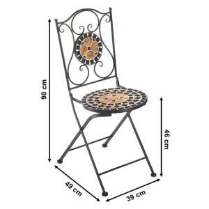 Kobolo Gartenstuhl Klappstuhl Metallstuhl Stuhl Mosaik Metall H90 cm
