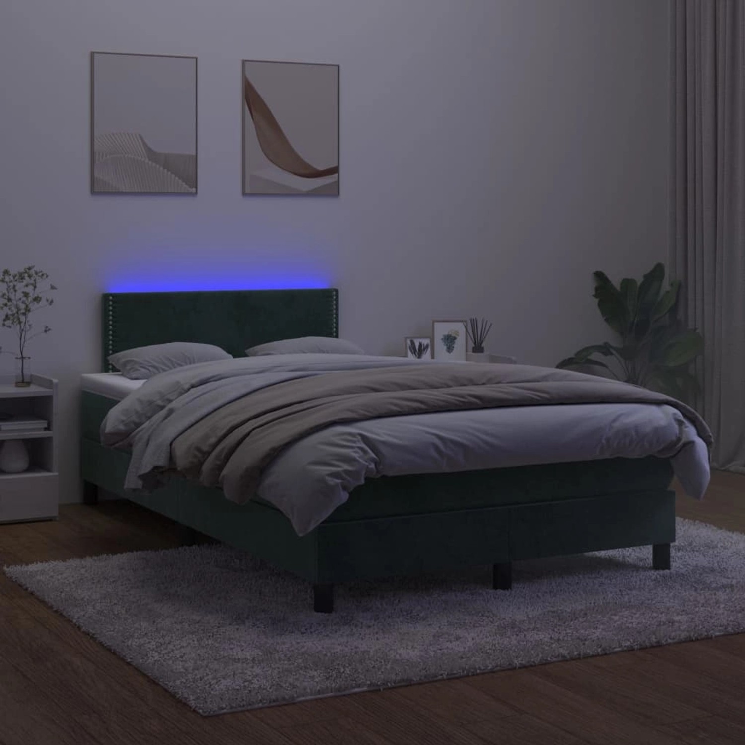 vidaXL Boxspringbett mit Matratze & LED Dunkelgrün 120x200 cm Samt 3134336 günstig online kaufen