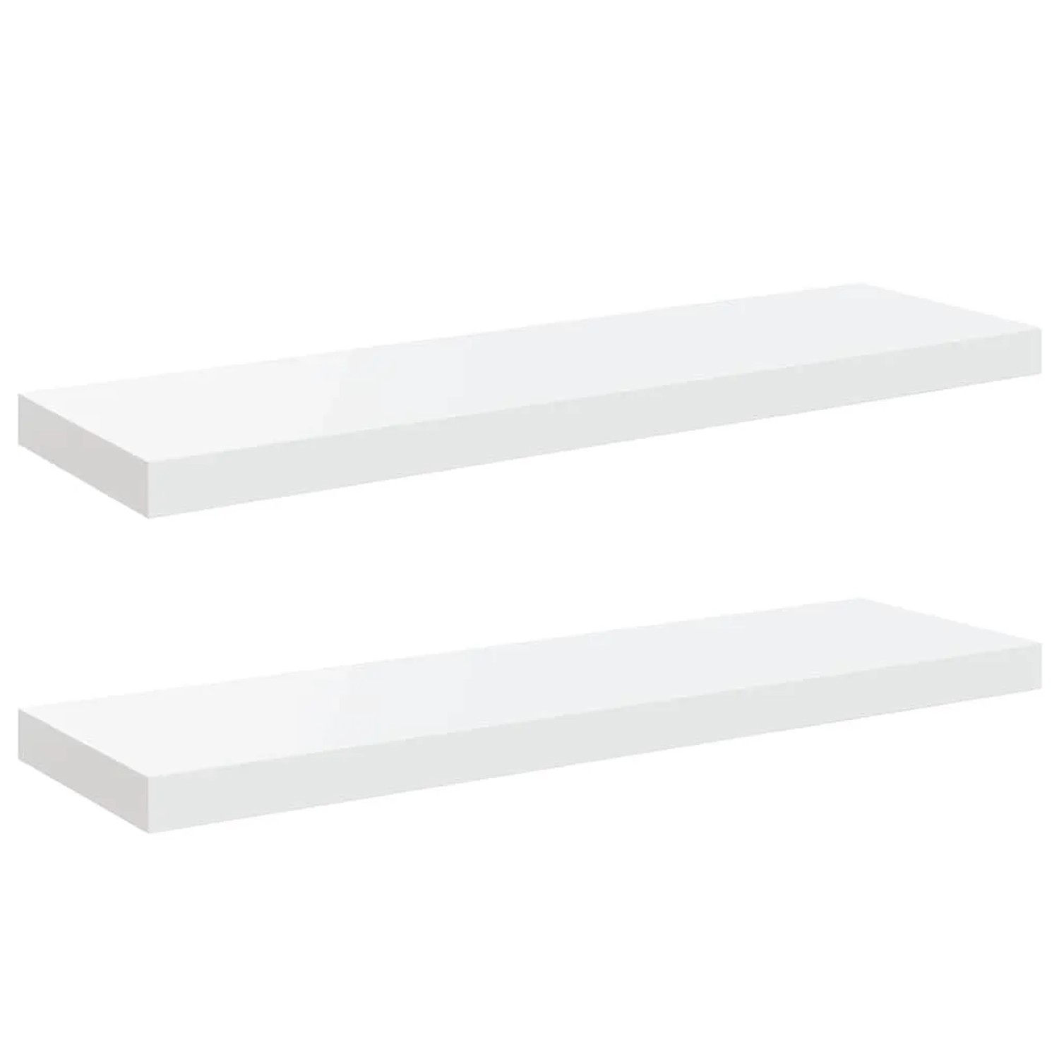 vidaXL Schweberegale 2 Stk Hochglanz-Weiß 80x23,5x3,8 cm MDF 323752