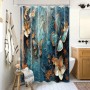 SANILO Duschvorhang Mariposa (180x200 cm) mit blauem Schmetterlings- und Blumenmuster.