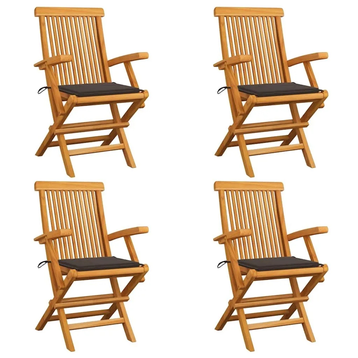 vidaXL Gartenstühle mit Taupe Kissen 4 Stk Massivholz Teak 3065625 günstig online kaufen