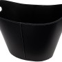 Schwarzer Firefix Kaminkorb aus Leder mit Griffmulden, 31x39x39 cm.