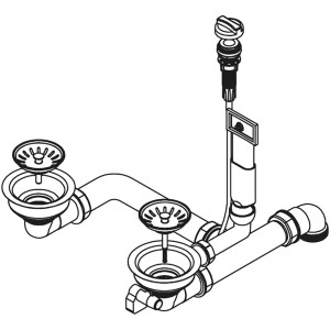 Pyramis Drehexcenter für 1 1/2-Becken Spülen, 92mm Siebkorbventil und Zubehör.