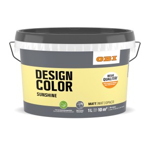Eimer OBI Design Color Sunshine, 1 Liter, gelbe, matte Innenfarbe für Wände.