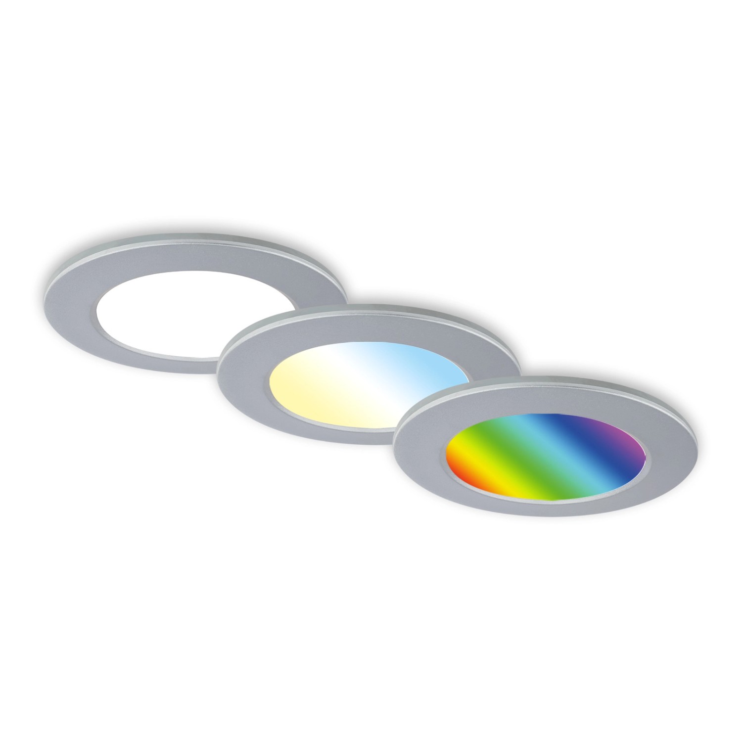 Briloner 3er Set LED Bad Einbaustrahler IP65 Dimmbar RGB CCT Chrom-Matt günstig online kaufen
