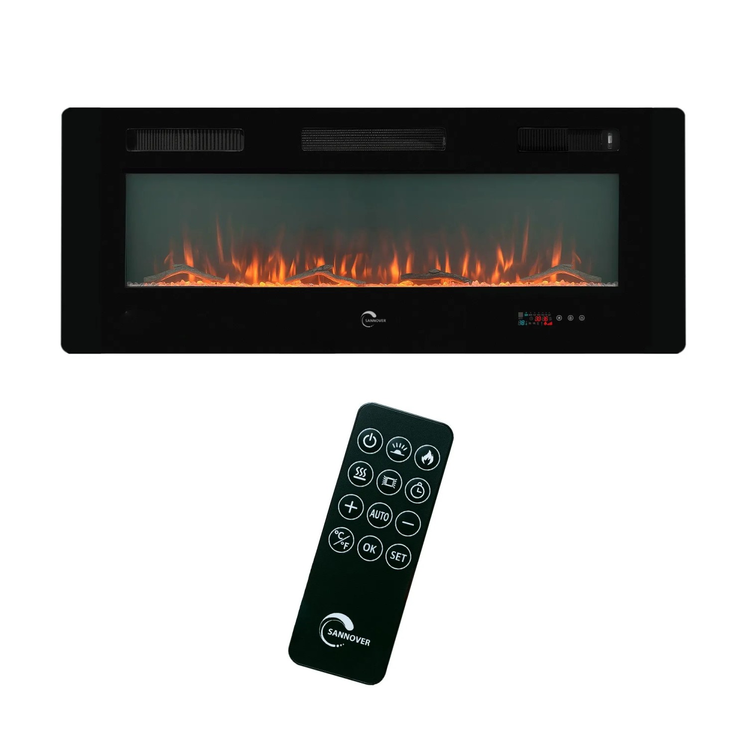 Sannover Elektrokamin mit LED-Flammeneffekt Valtaia Plat 2000 W  127 cm