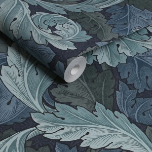 William Morris Vliestapete Acanthus Burnt Orange mit Blättermuster, Rolle angeschnitten.