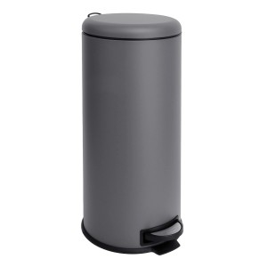 Grauer Svita T30 Mülleimer, 30 Liter Treteimer aus Stahl mit Pedal.