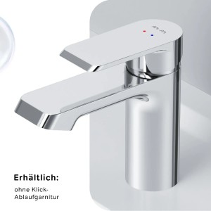 AM.PM Flash Waschtischarmatur Chrom mit Klick-Ablaufgarnitur für Waschbecken im Bad.