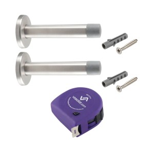 vasalat Türstopper Set aus Edelstahl für Wandmontage, mit Dämpfer, Schrauben, Dübeln und Rollmeter.