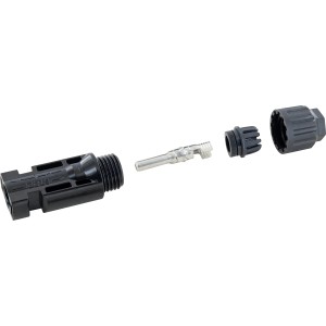 Schwaiger Solar-Stecker/Kupplung-Set, Einzelteile in Nahaufnahme.