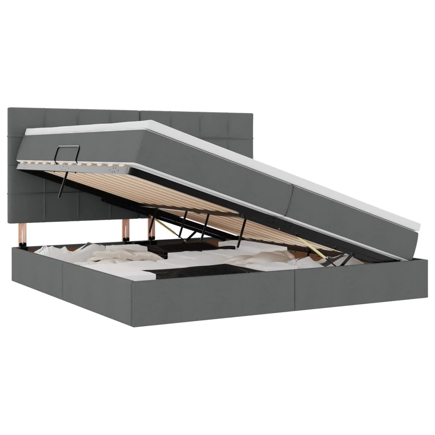 vidaXL Bett mit LED-Lichtleisten Dunkelgrau 200 x 200 cm Stoff 3372439