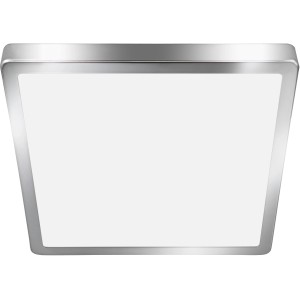 Quadratische Eglo LED-Deckenleuchte Fueva 5 in Weiß/Chrom für Bad und andere Räume.