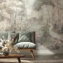 Beige Marburg Vliestapete mit gemaltem Waldmotiv, florales Design, moderne Fototapete.