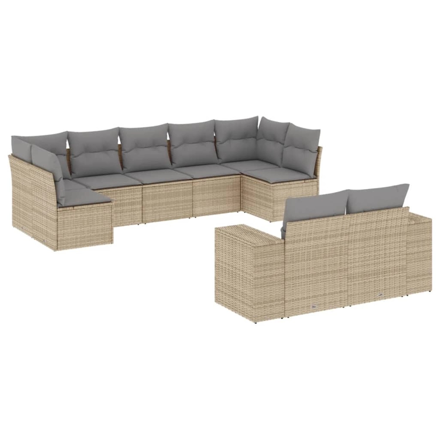 vidaXL 9-Tlg Garten-Sofagarnitur mit Kissen Beige Poly Rattan 3255356 günstig online kaufen