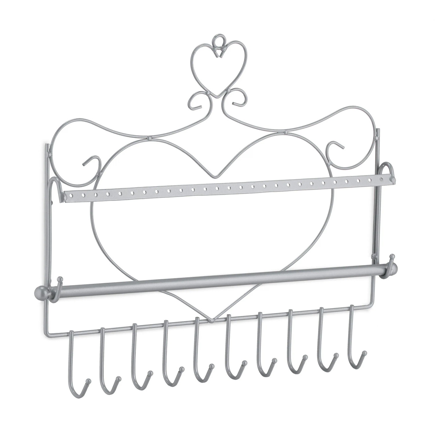 Relaxdays Wand Schmuckhalter Eisen Silber 30 cm x 36,5 cm x 3,5 cm 0,3 kg