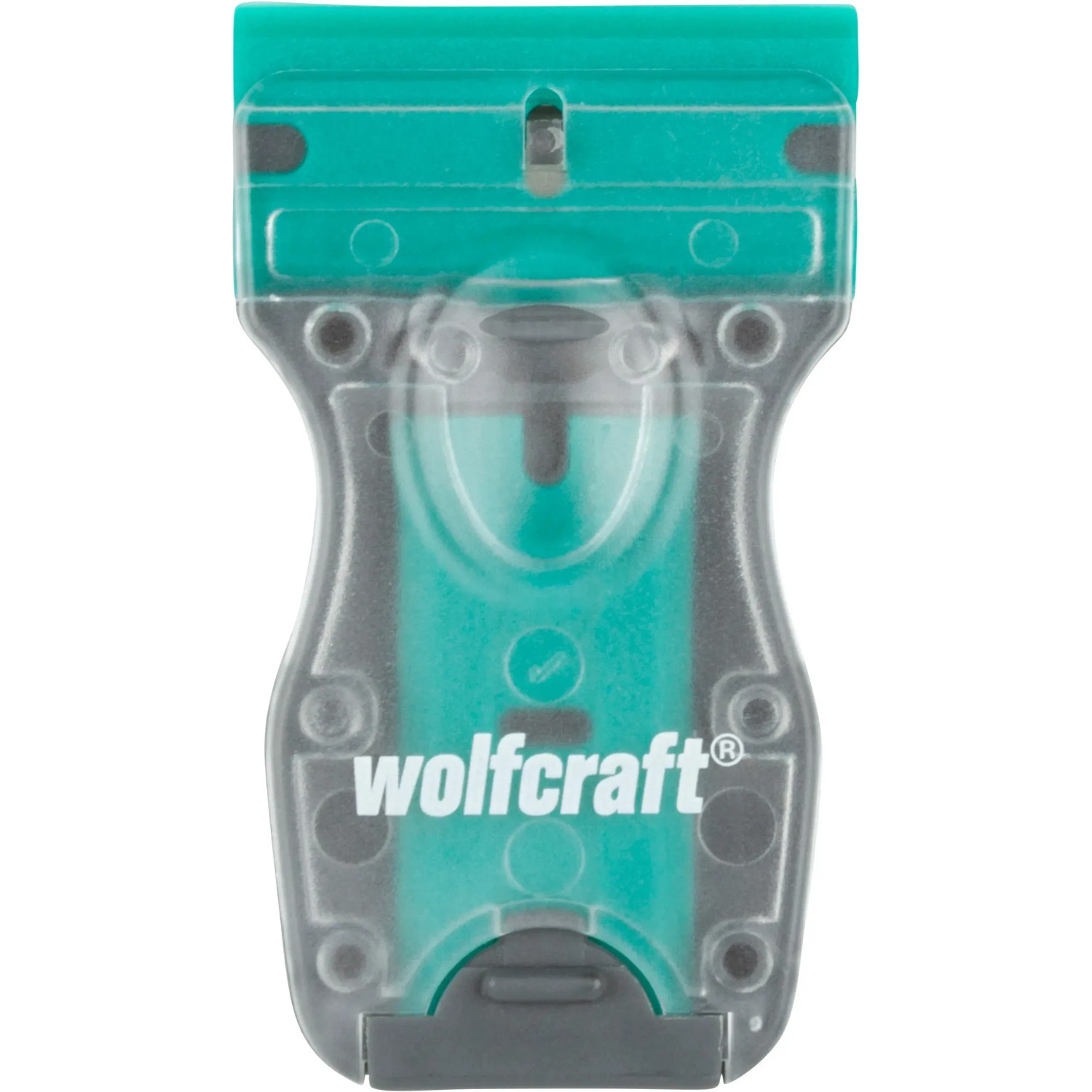 wolfcraft Schaber mit Kunststoffklingen für empfindliche Oberflächen, mit Ersatzklingen im Magazin.