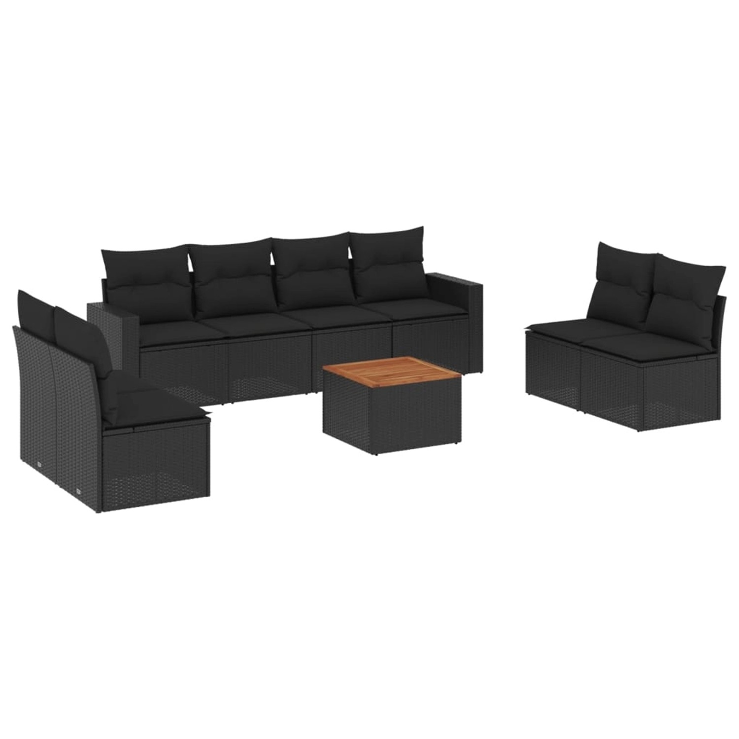 vidaXL 9-Tlg Garten-Sofagarnitur mit Kissen Schwarz Poly Rattan 3224081 günstig online kaufen