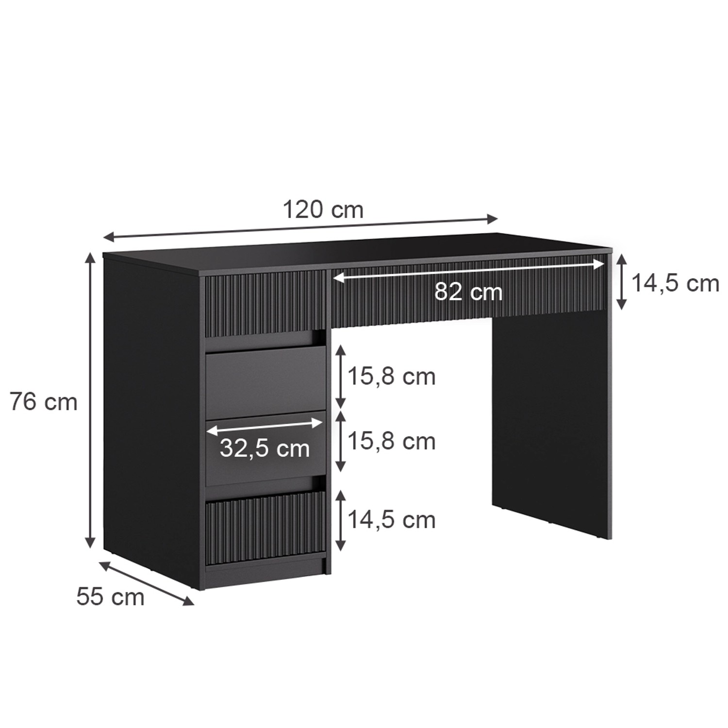 Vicco Schminktisch Omira Schwarz 120 cm ohne Spiegel günstig online kaufen