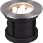 Runder Trio LED-Bodeneinbaustrahler Belaja, 120x160 mm, Nickel matt, für den Außenbereich.