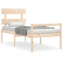 vidaXL Holzbett mit Kopfteil, Kiefer massiv, unbehandelt. Einzelbett mit Lattenrost.
