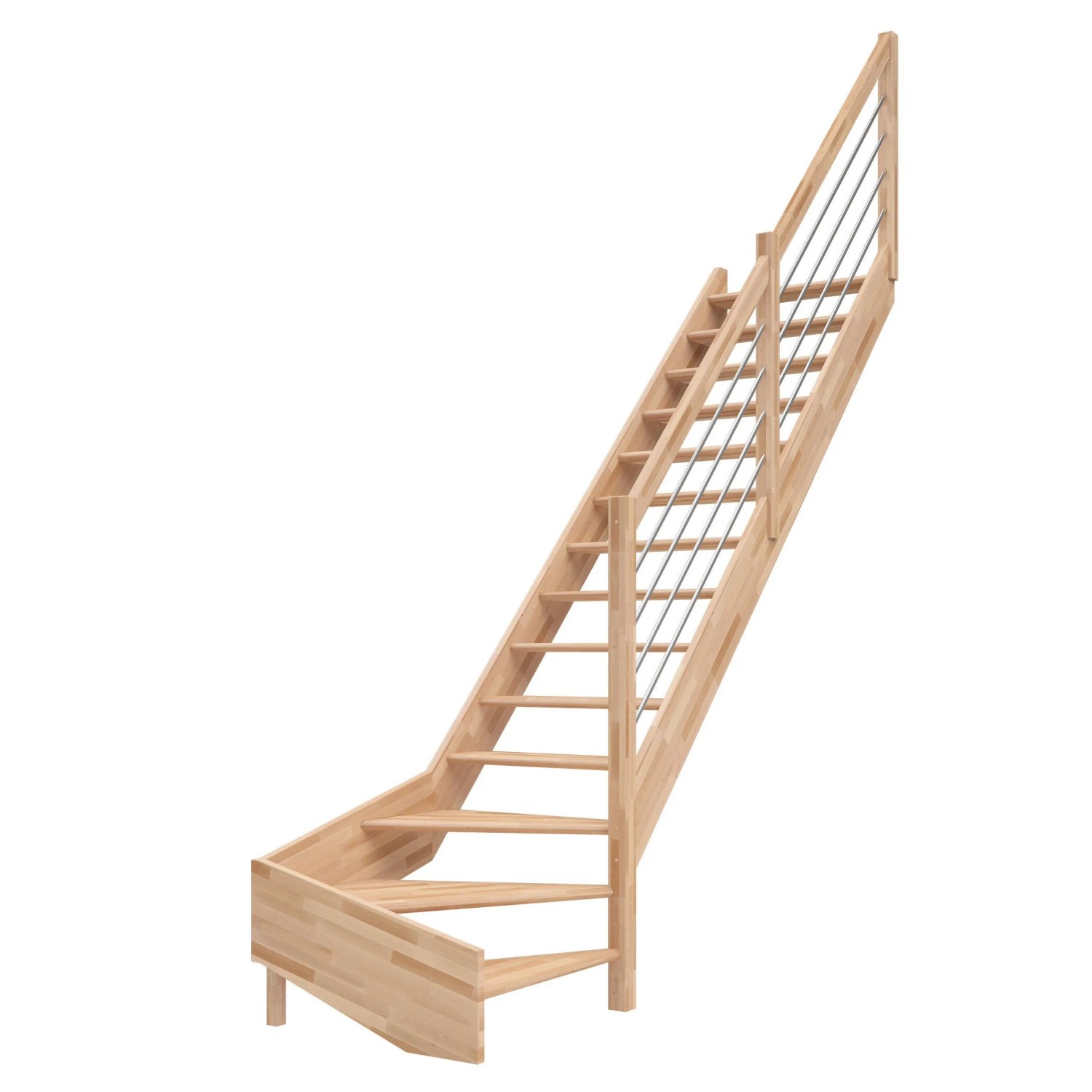 Dolle Raumspartreppe Paris 1/4-gew. Rechts Buche lackiert E-Geländer FSC®